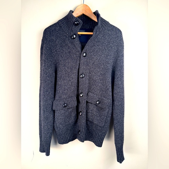 Banana Republic Sweater Adult Medium Gray Button Cardigan Grandpa Cashmere Wool - Picture 1 of 8